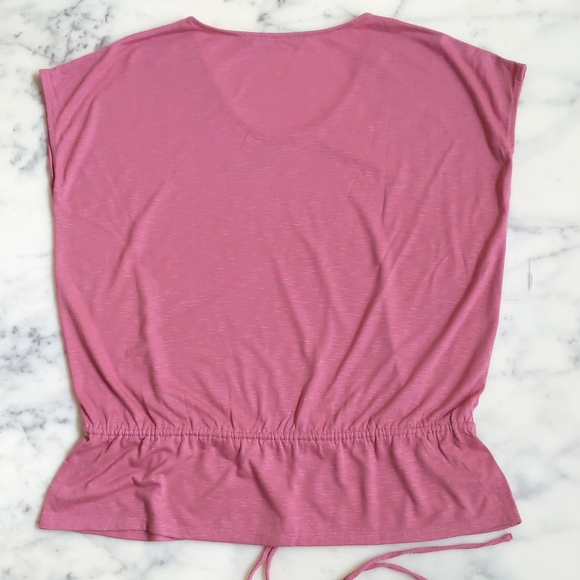 NWOT. The Limited Rayon Blended Drop Shoulder Loose Fit Bottom Tie Coral Blouse. - Picture 4 of 4